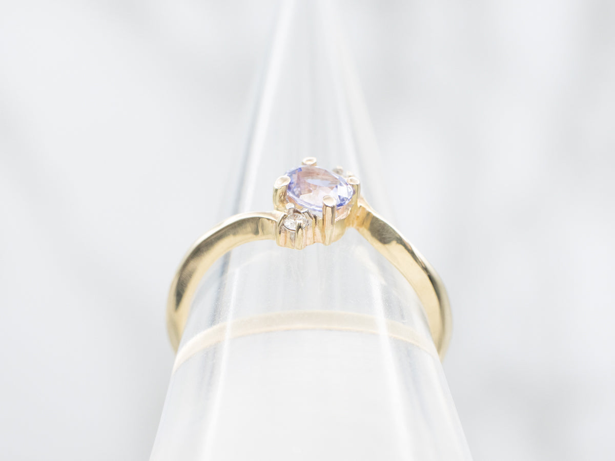 Purple Sapphire and Diamond Bypass Ring