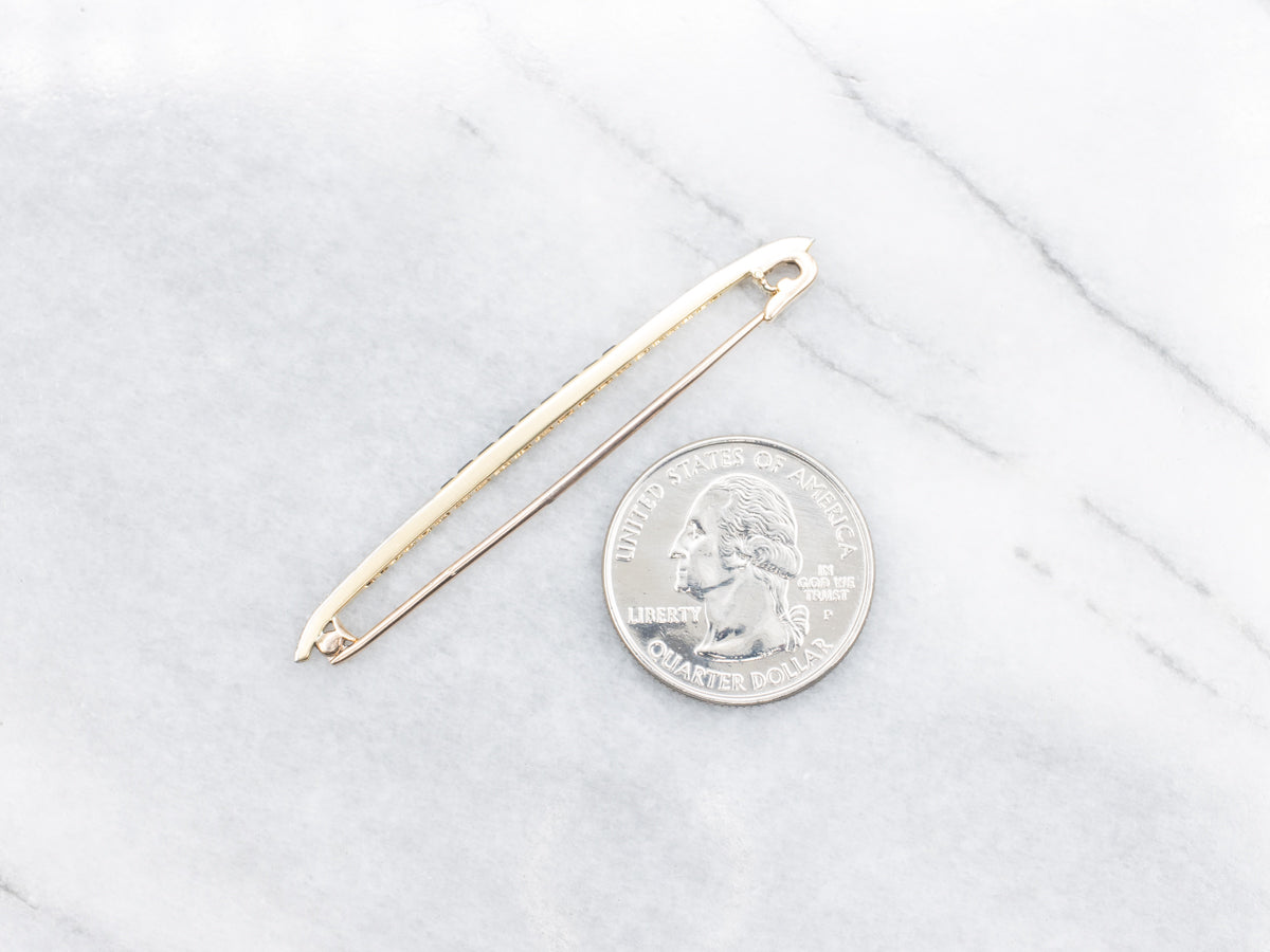 Antique Sapphire and Rose Cut Diamond Bar Pin