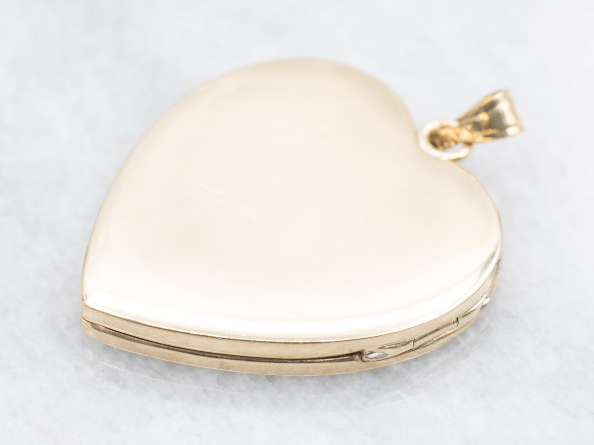 Vintage Gold Floral Etched Heart Shaped Locket