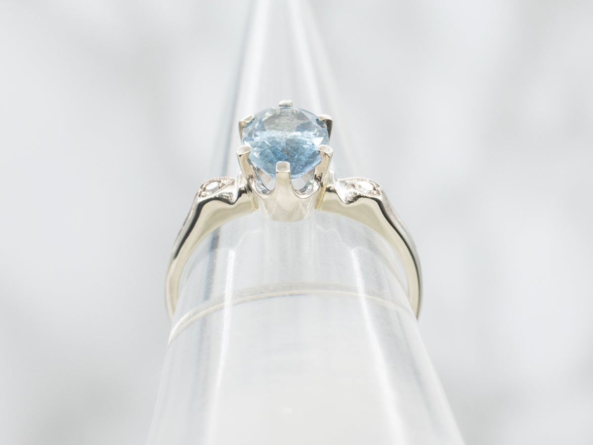 Antique Aquamarine and Diamond Sweetheart Ring