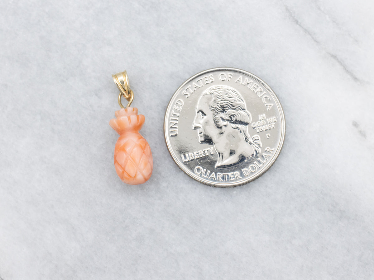 Vintage Carved Coral Pineapple Pendant