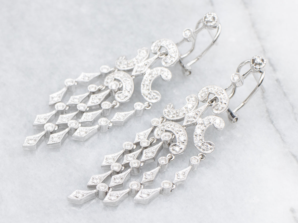 Sparkling White Gold Diamond Chandelier Drop Earrings