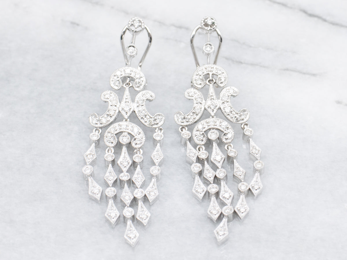 Sparkling White Gold Diamond Chandelier Drop Earrings