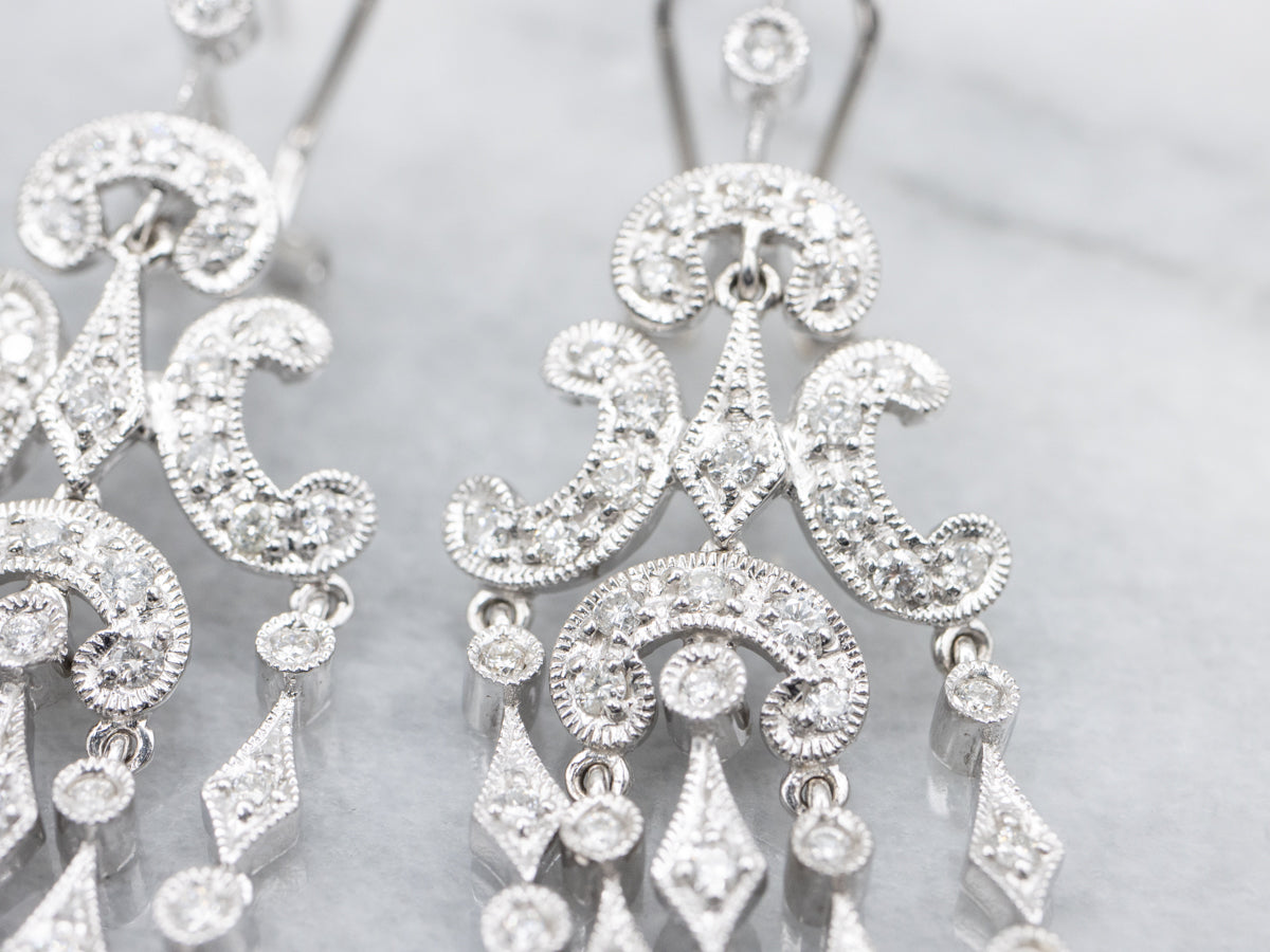 Sparkling White Gold Diamond Chandelier Drop Earrings