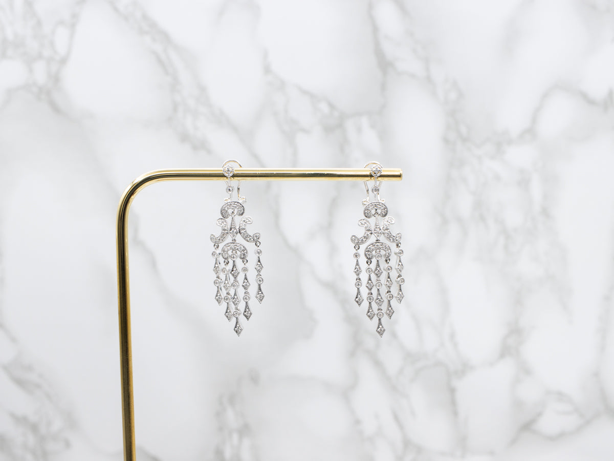 Sparkling White Gold Diamond Chandelier Drop Earrings