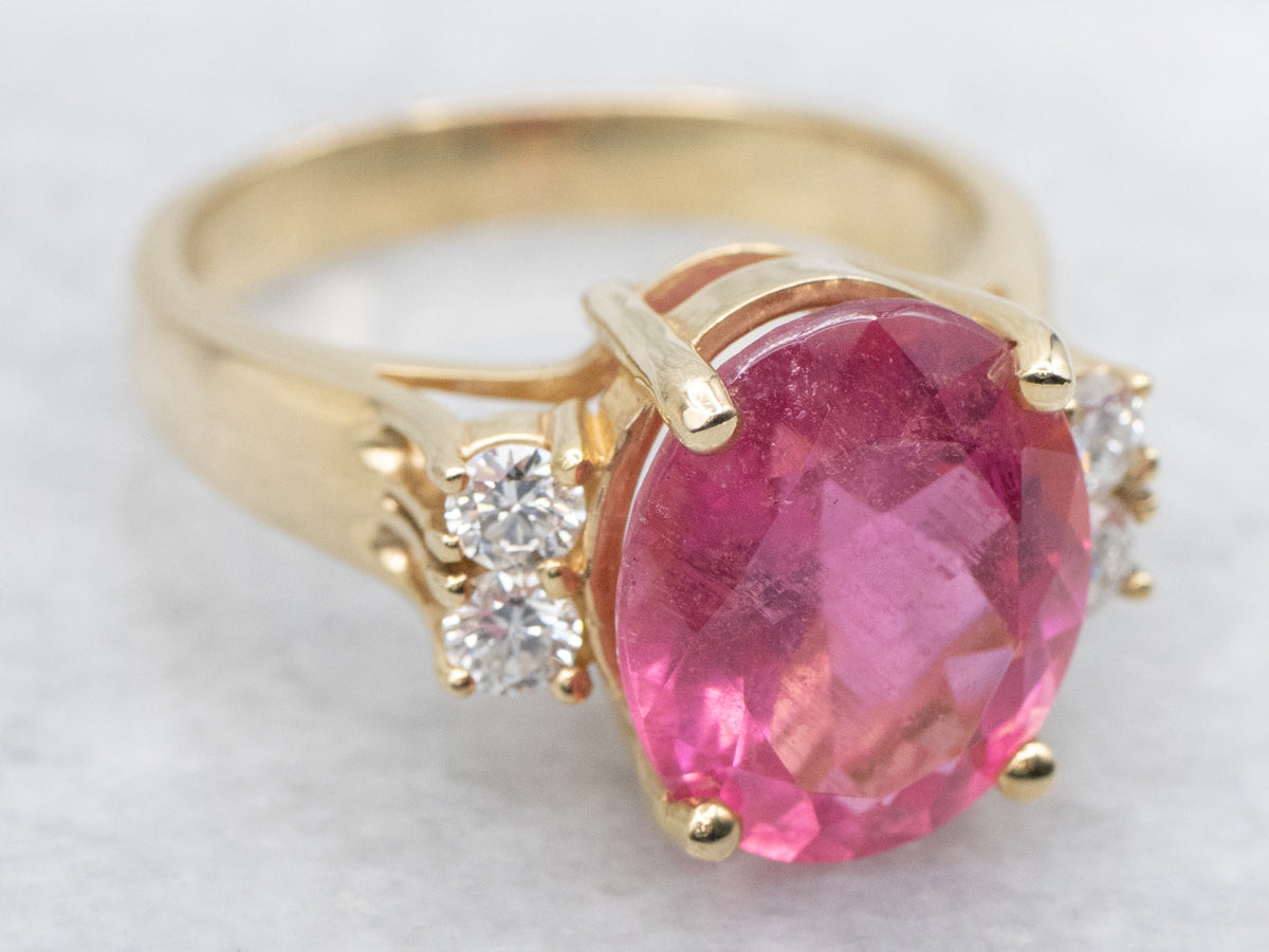 Pretty Pink Tourmaline and Diamond Accent Ring