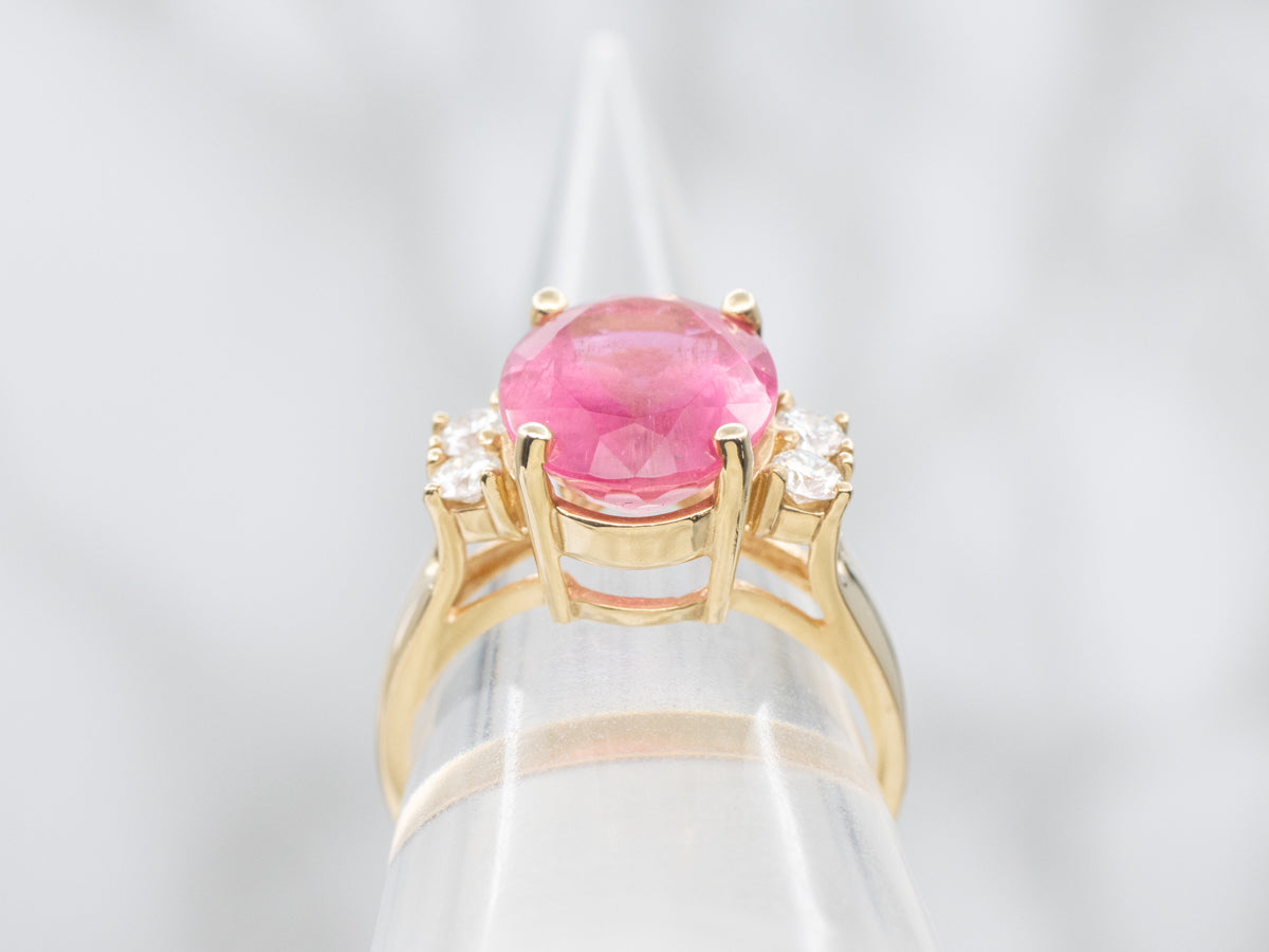 Pretty Pink Tourmaline and Diamond Accent Ring