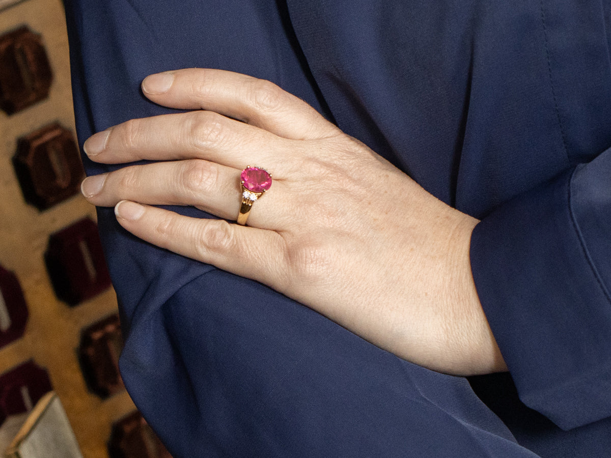 Pretty Pink Tourmaline and Diamond Accent Ring