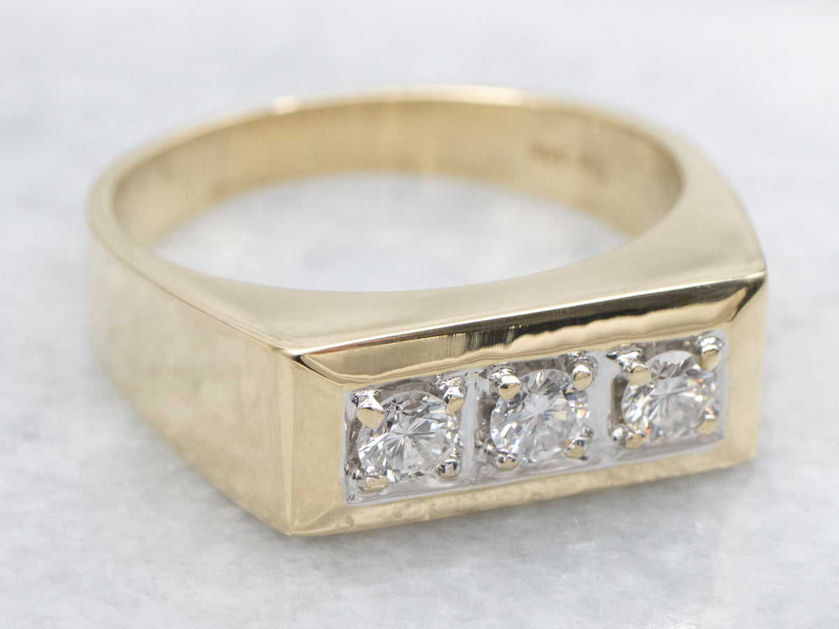 Flat Top Diamond Three Stone Ring