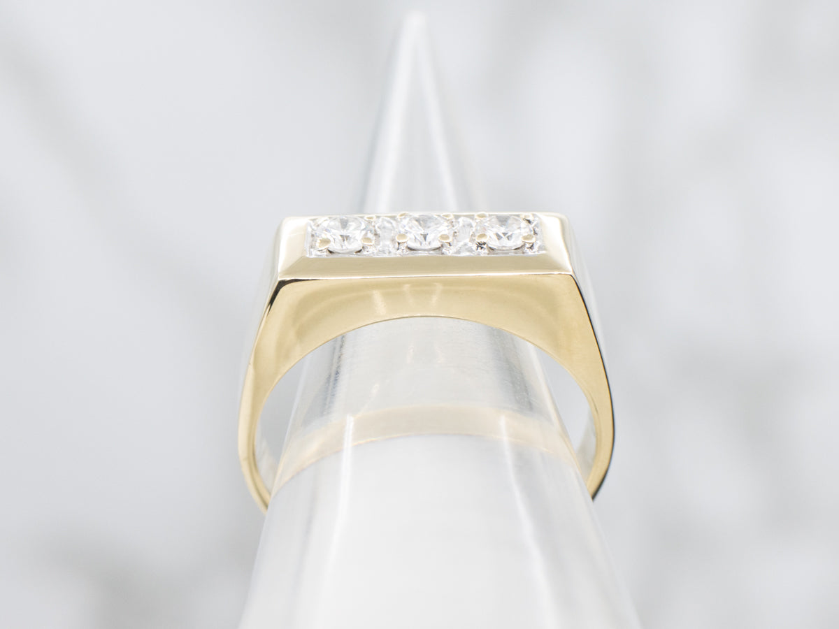Flat Top Diamond Three Stone Ring
