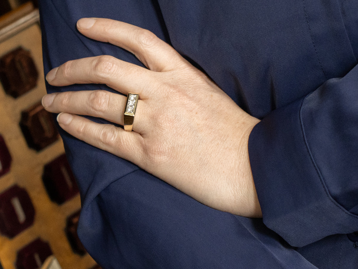 Flat Top Diamond Three Stone Ring