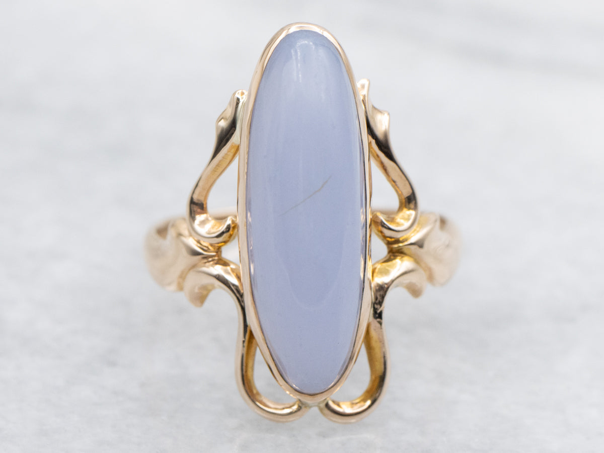 Vintage Gold Lavender Chalcedony Ring