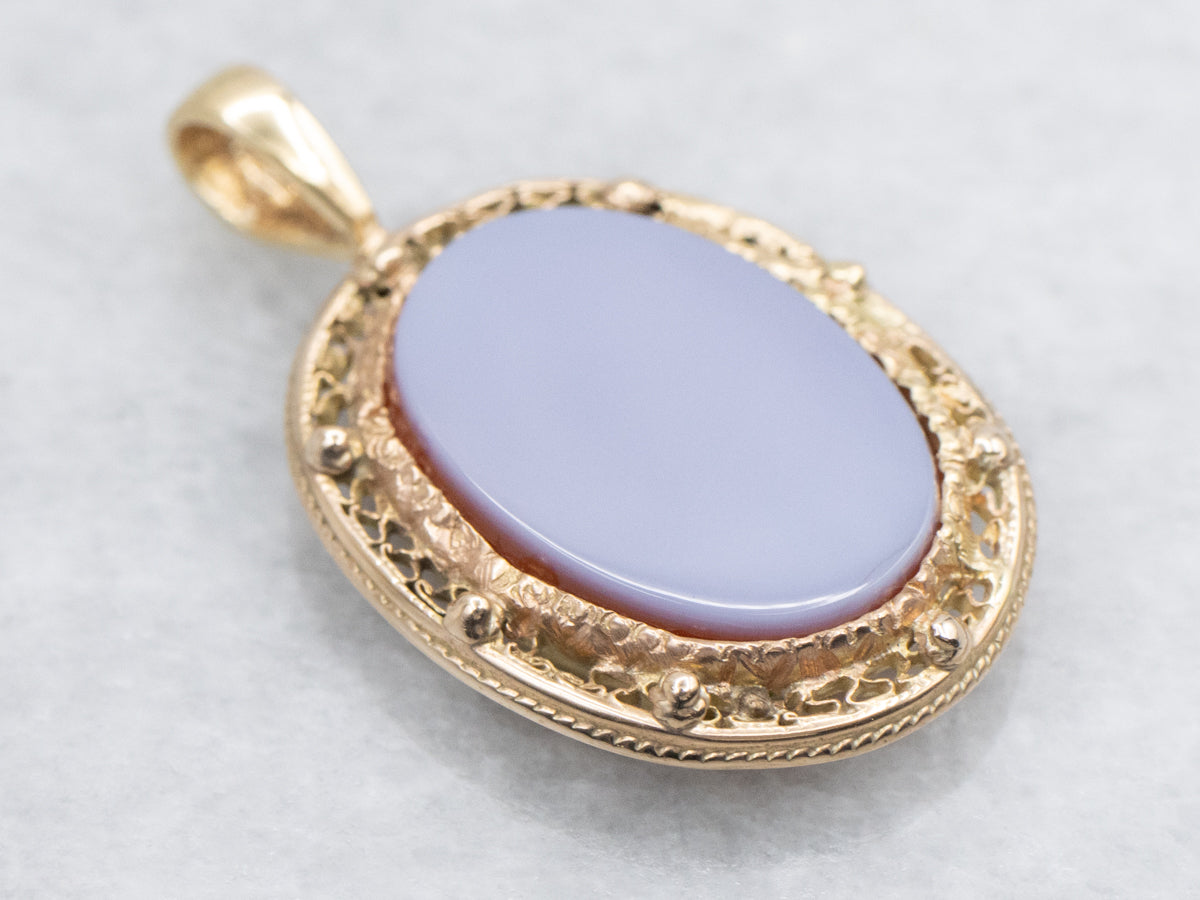 Sardonyx Pendant with Gold Filigree Frame