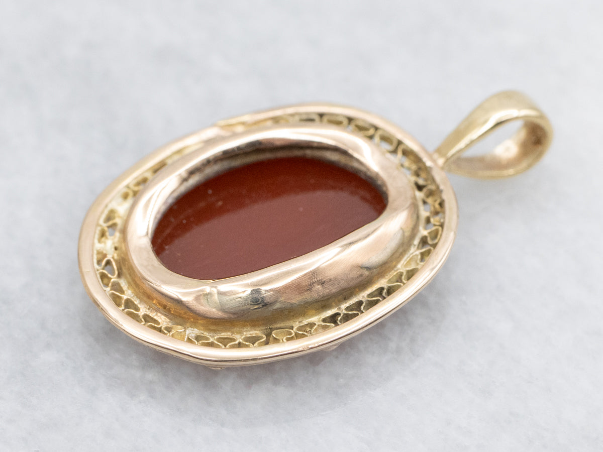 Sardonyx Pendant with Gold Filigree Frame