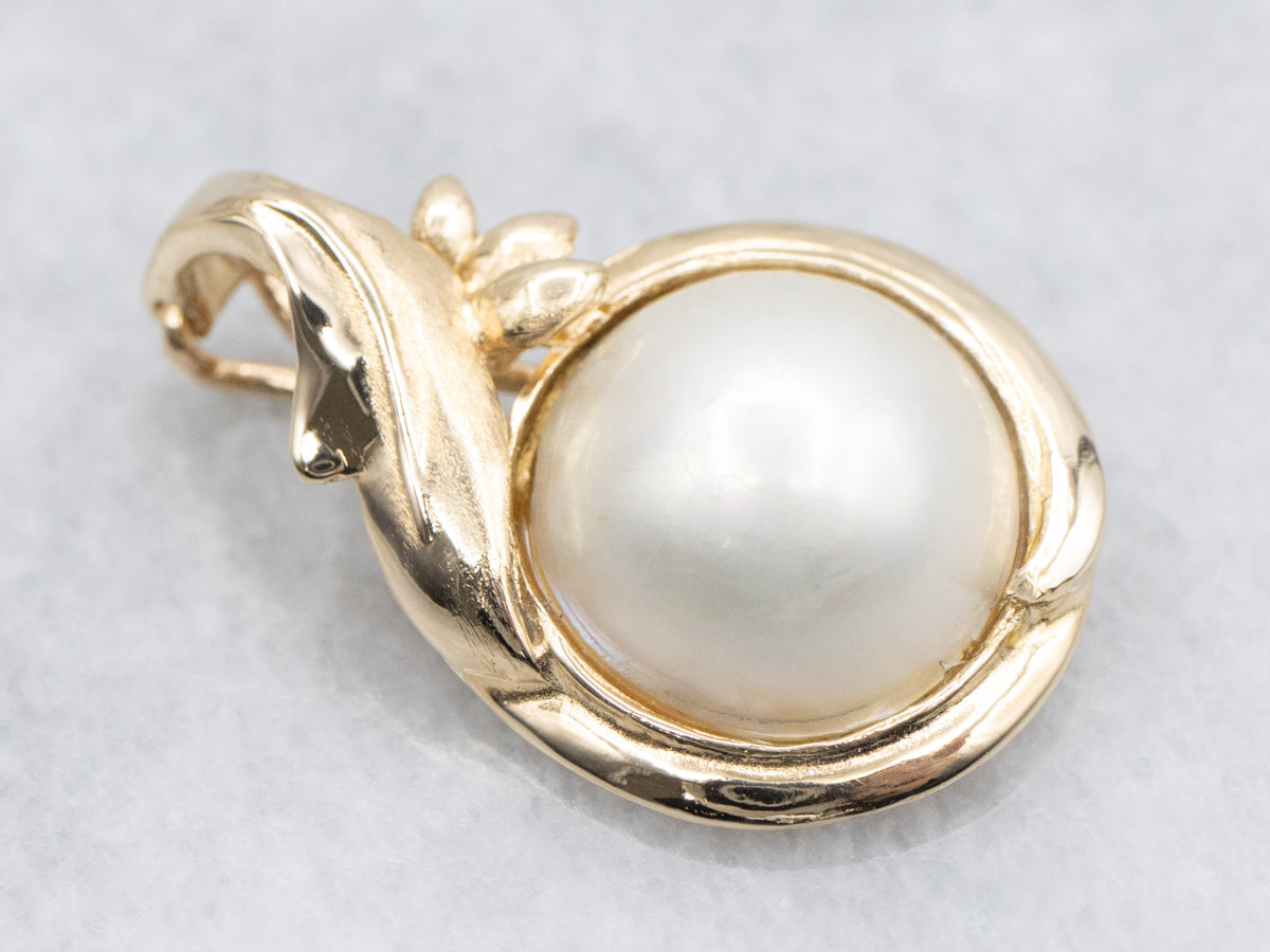 Gold Mabé Pearl Pendant with Enhancer Bail