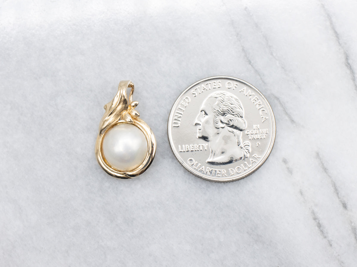 Gold Mabé Pearl Pendant with Enhancer Bail