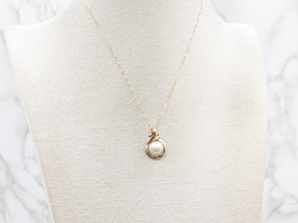 Gold Mabé Pearl Pendant with Enhancer Bail