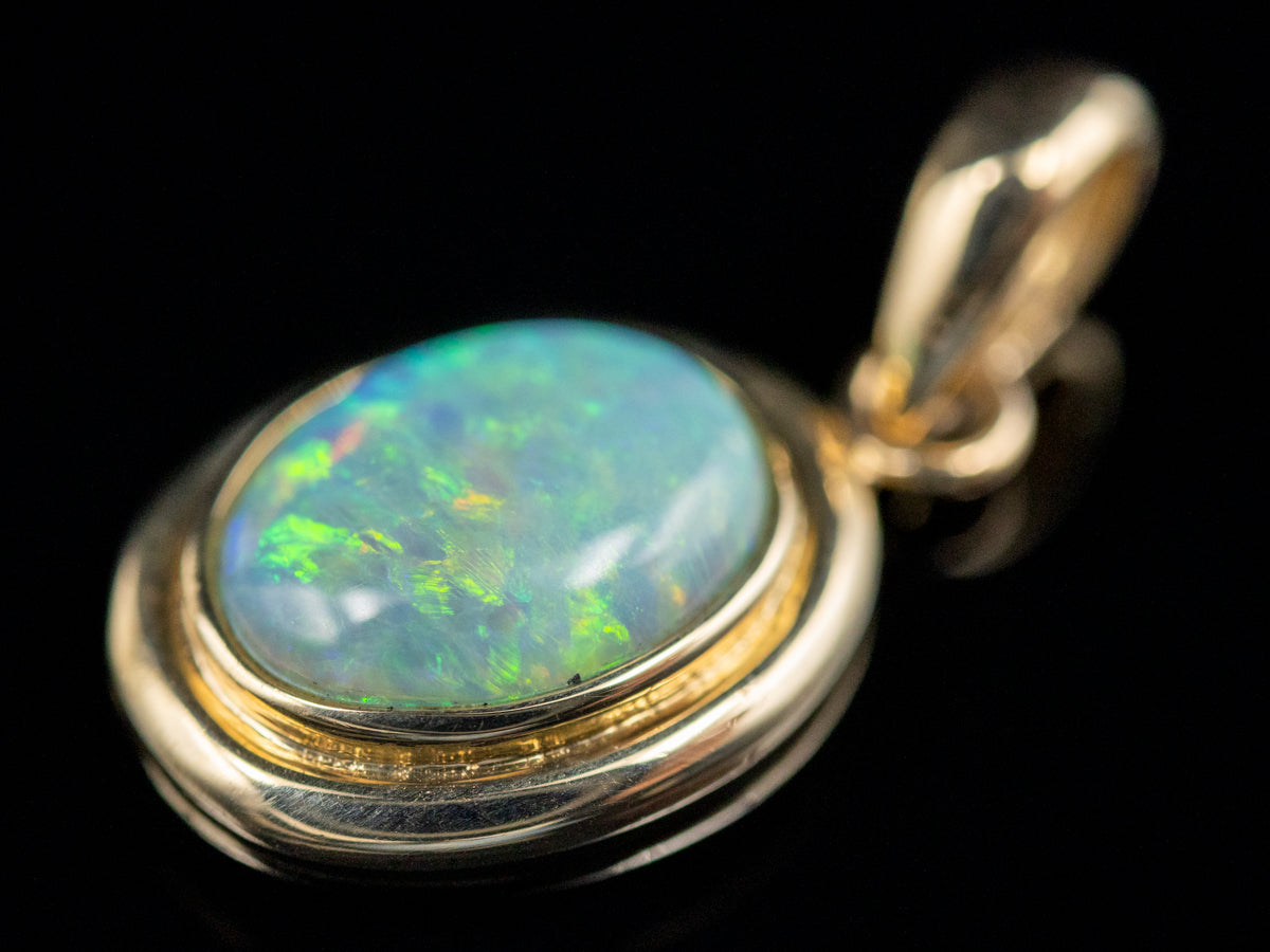 Gold Boulder Opal Pendant with Jump Ring Bail