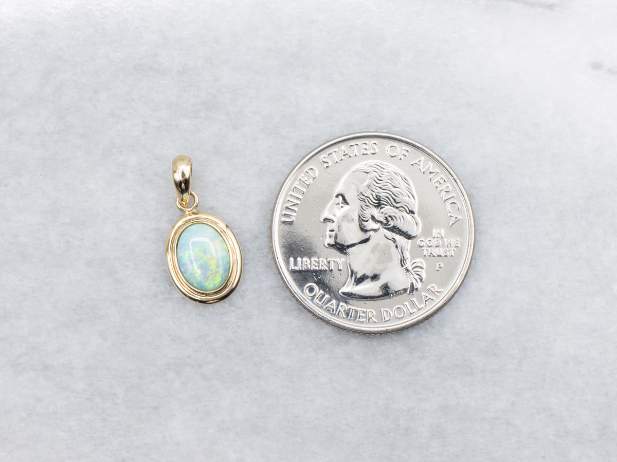 Gold Boulder Opal Pendant with Jump Ring Bail