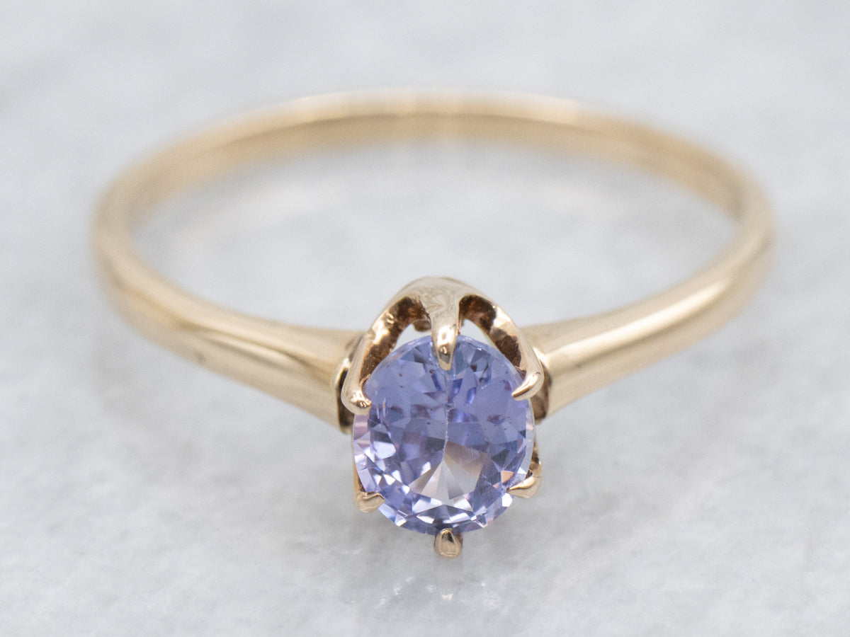 Antique Light Purple Sapphire Solitaire Ring