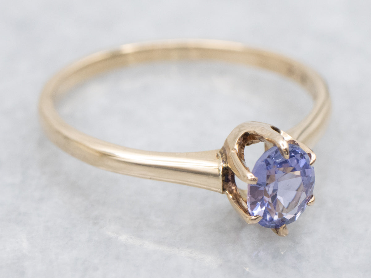 Antique Light Purple Sapphire Solitaire Ring