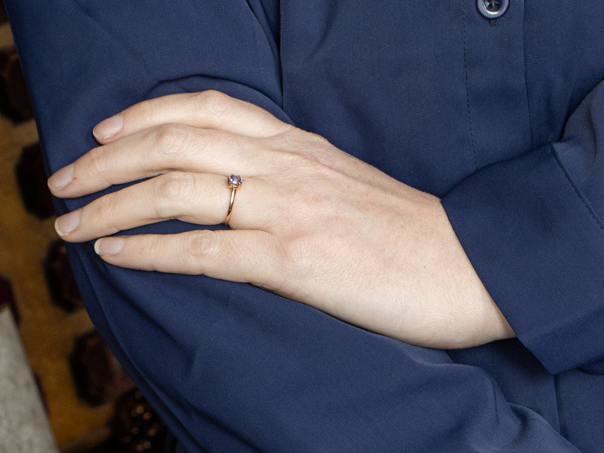 Antique Light Purple Sapphire Solitaire Ring