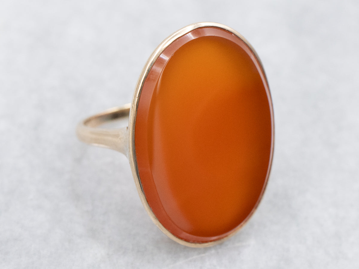 Vintage Gold Carnelian Cabochon Ring