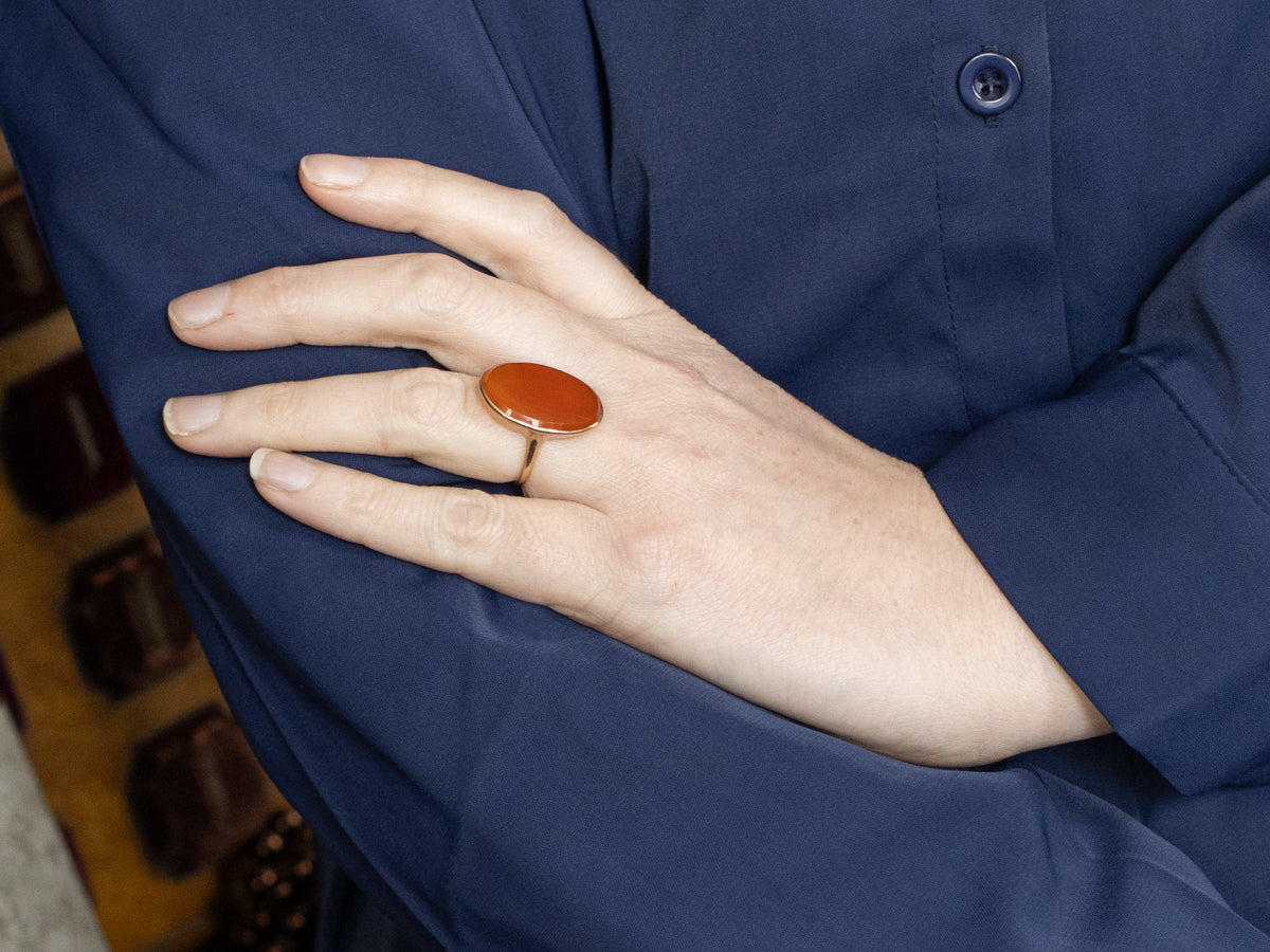 Vintage Gold Carnelian Cabochon Ring