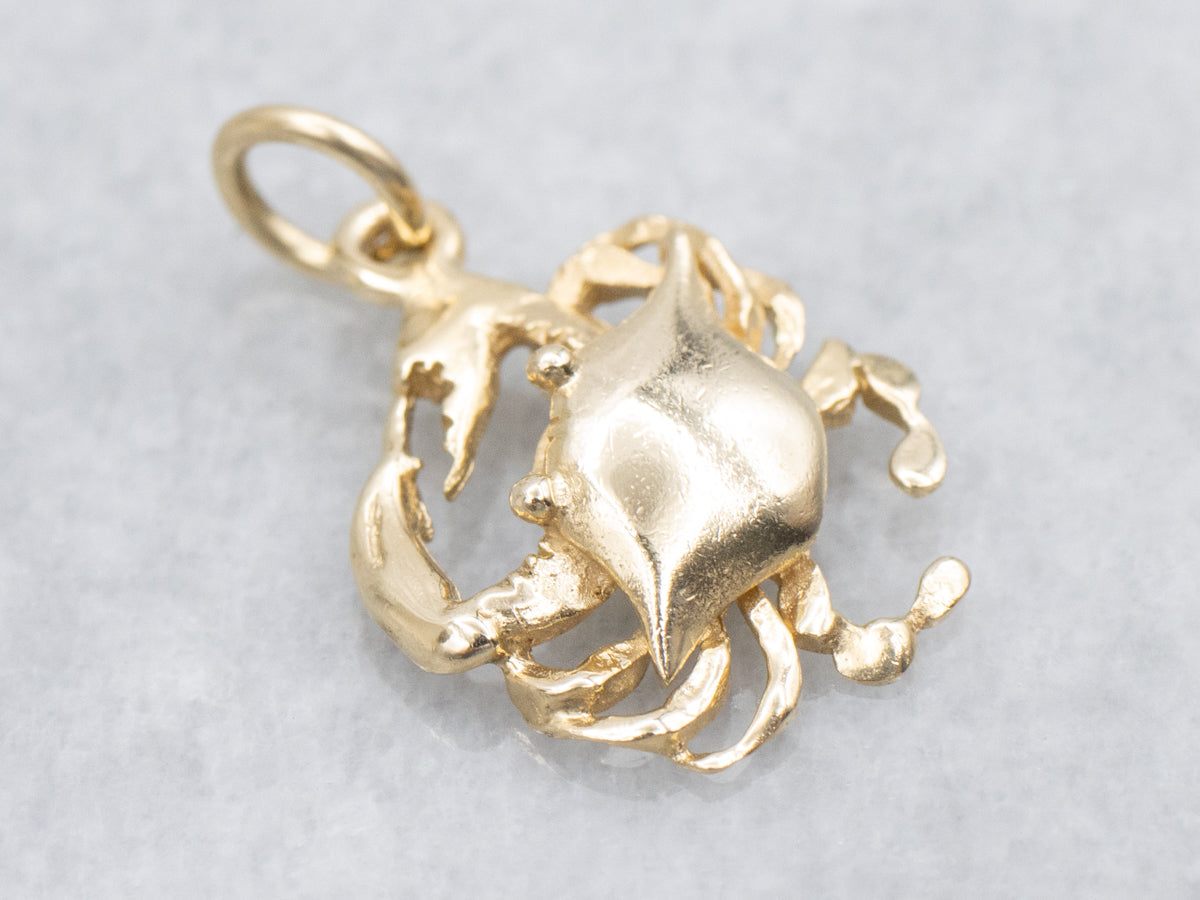 14K Yellow Gold Crab Charm