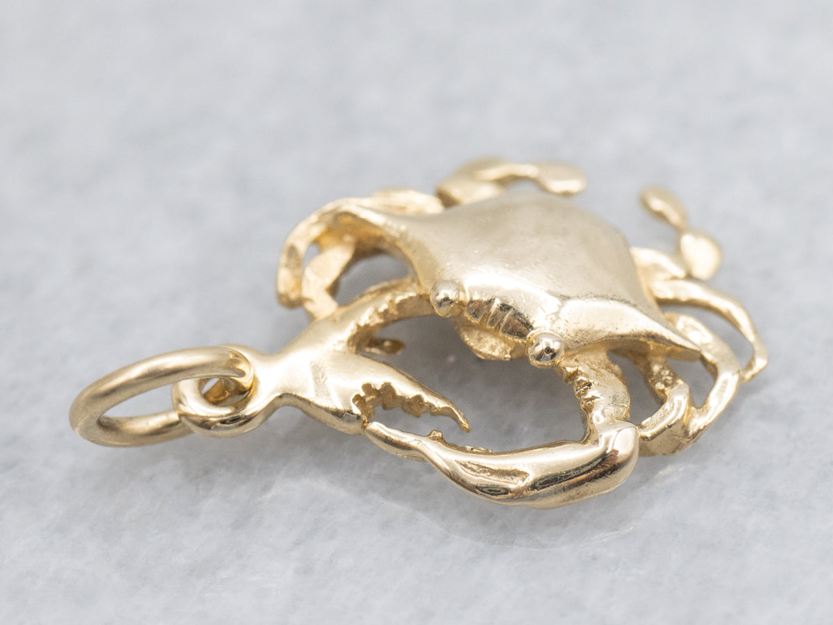 14K Yellow Gold Crab Charm