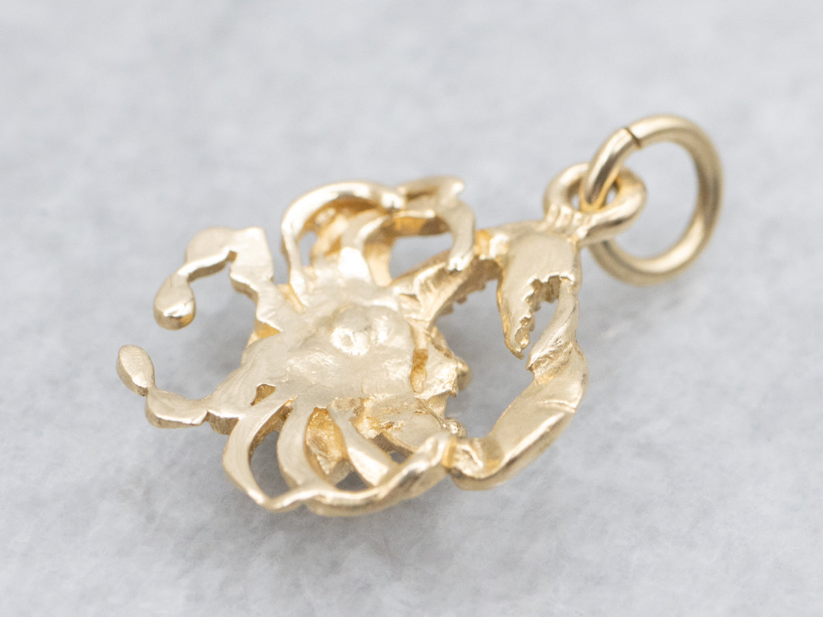 14K Yellow Gold Crab Charm