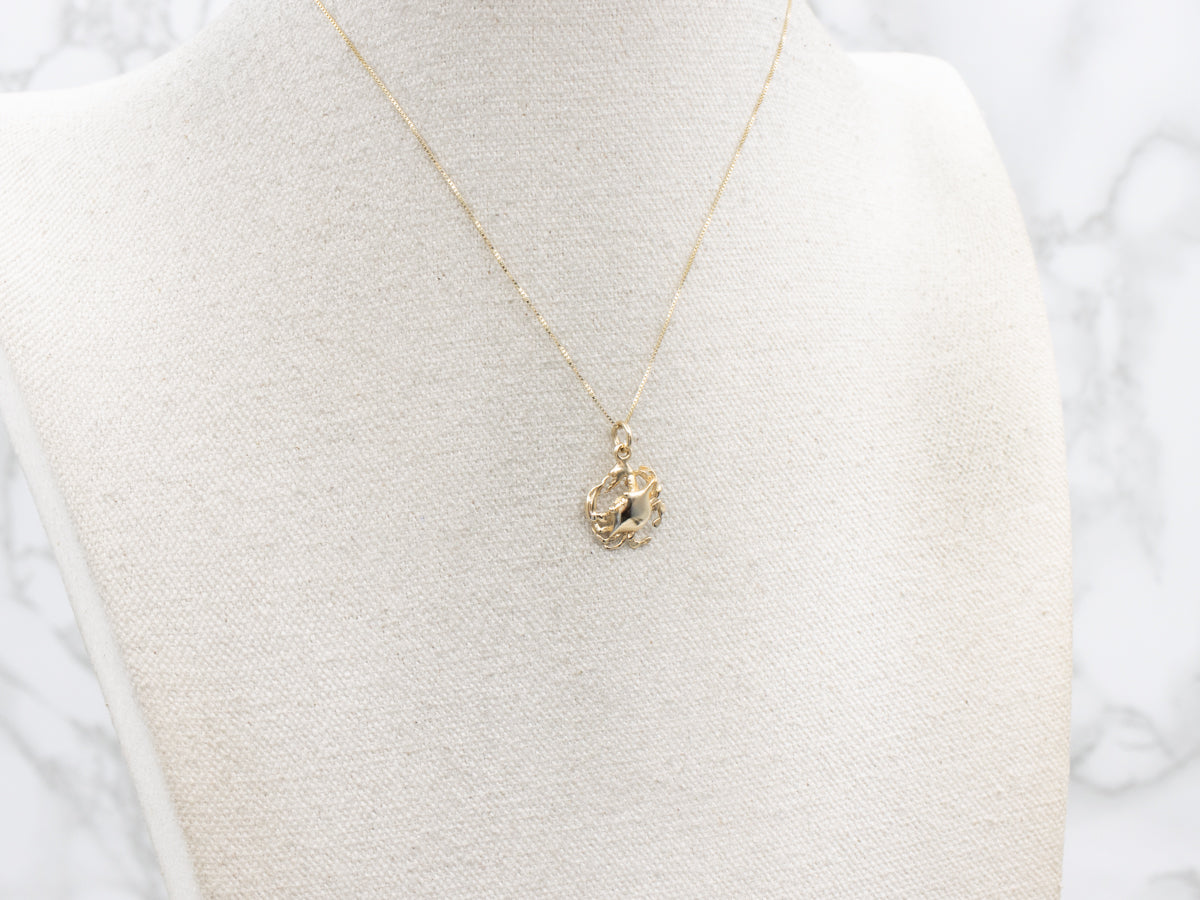 14K Yellow Gold Crab Charm