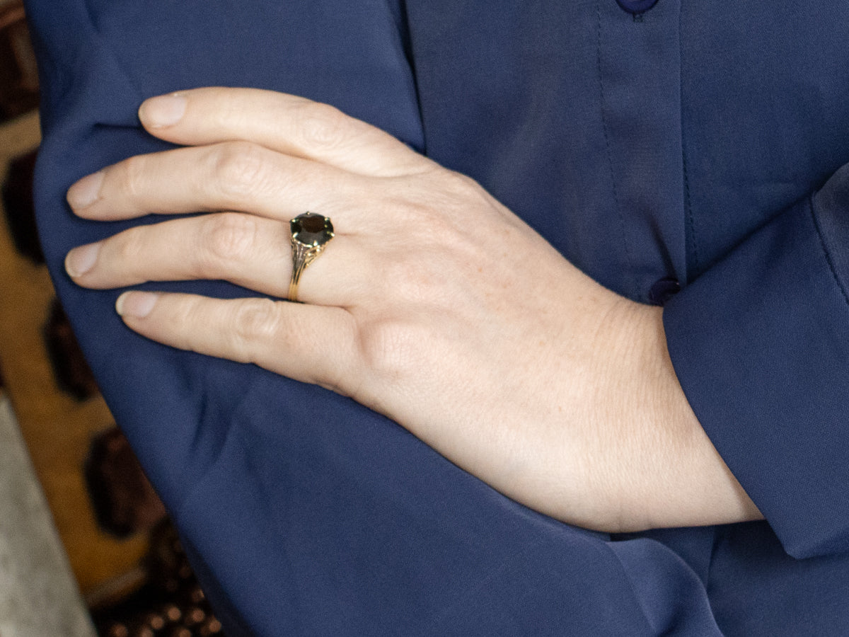 Antique Rare Gemstone Kornerupine Cocktail Ring