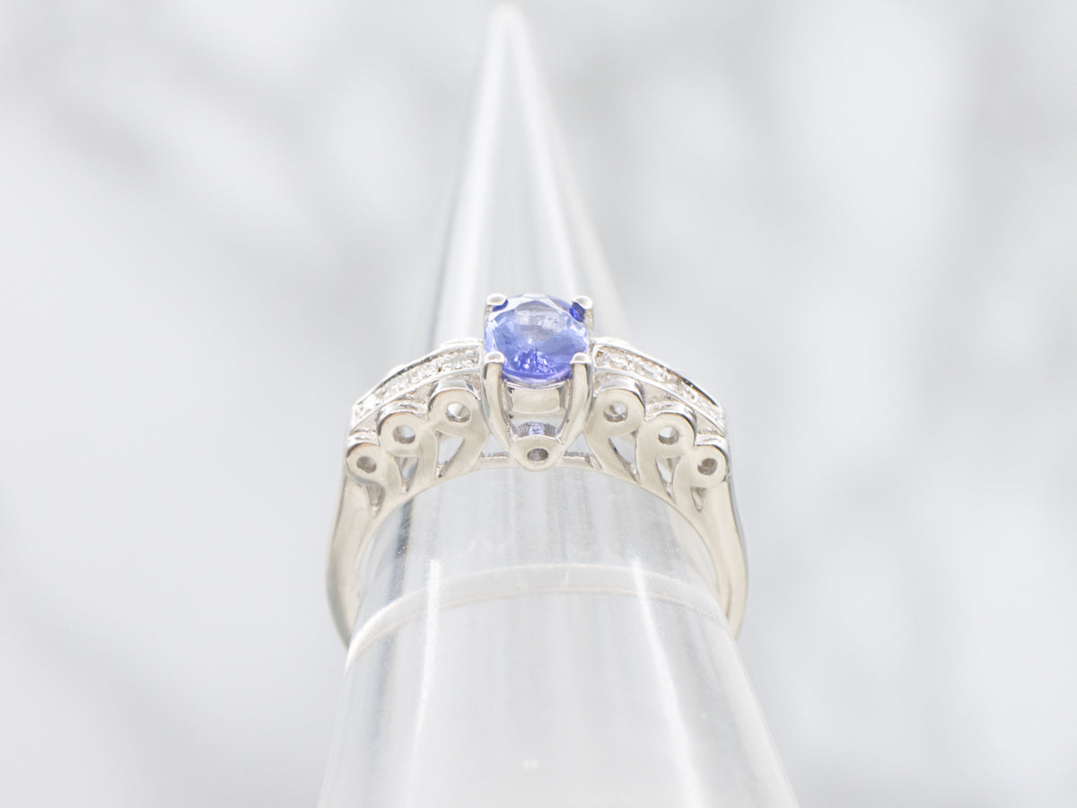 Sterling Silver Tanzanite Ring with Diamond Accents