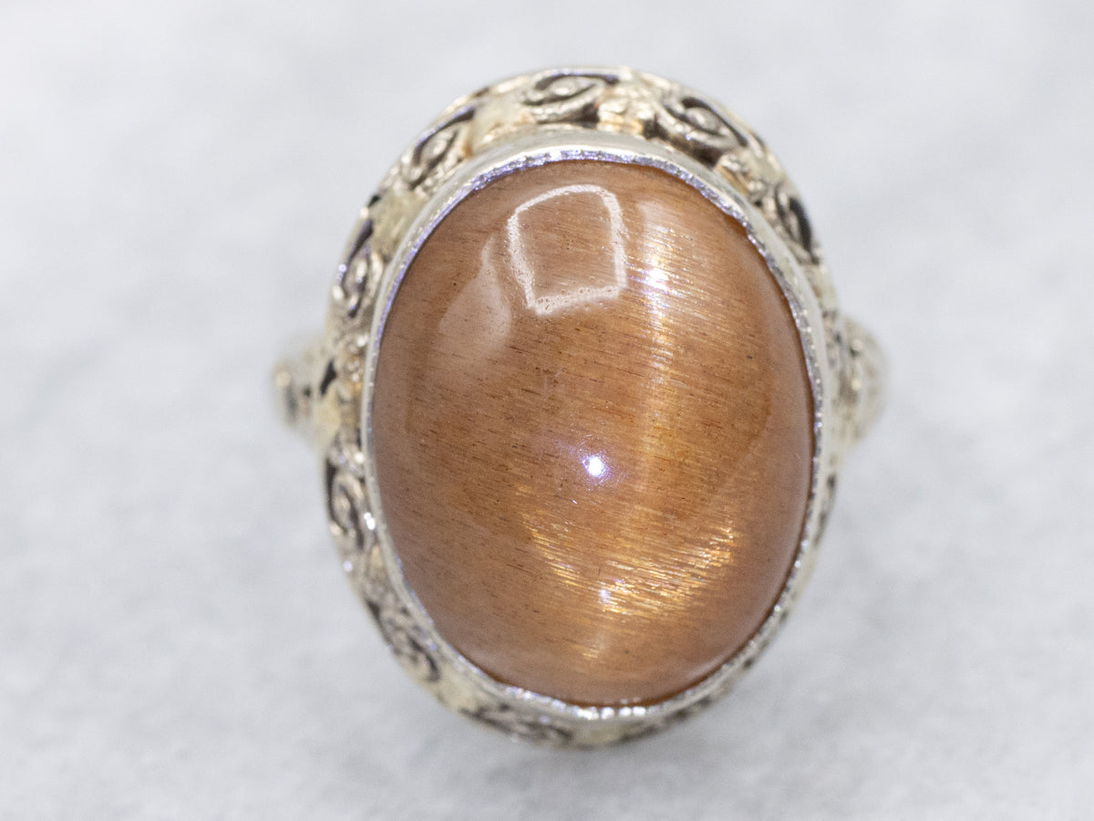 Rare African Sunstone Antique Solitaire Ring
