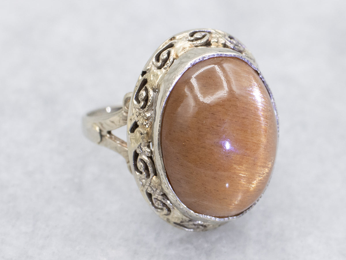 Rare African Sunstone Antique Solitaire Ring