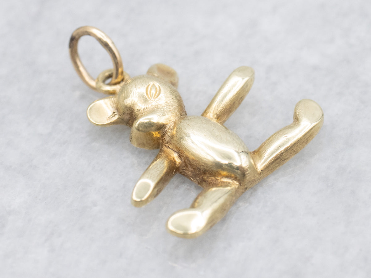 Sassy Side Eye Gold Bear Charm
