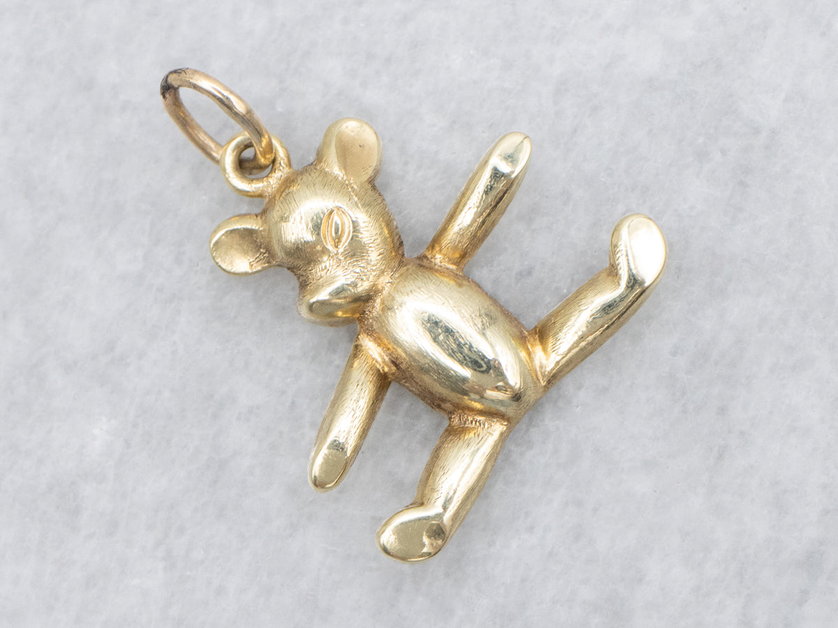 Sassy Side Eye Gold Bear Charm