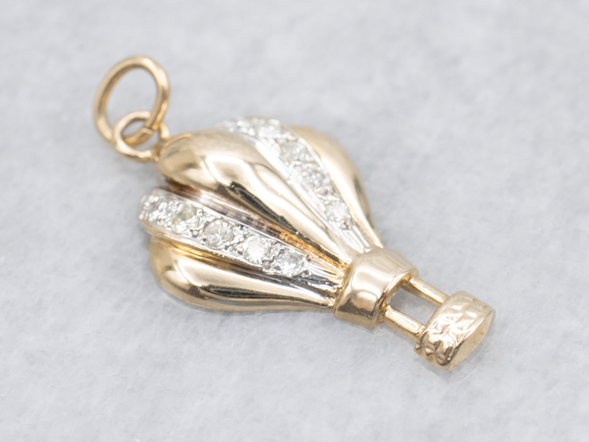 Sweet Gold and Diamond Hot Air Balloon Charm Pendant