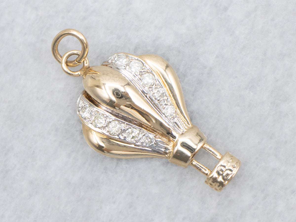 Sweet Gold and Diamond Hot Air Balloon Charm Pendant