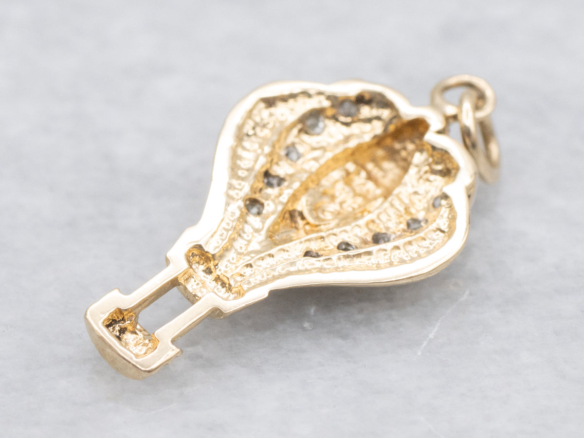 Sweet Gold and Diamond Hot Air Balloon Charm Pendant