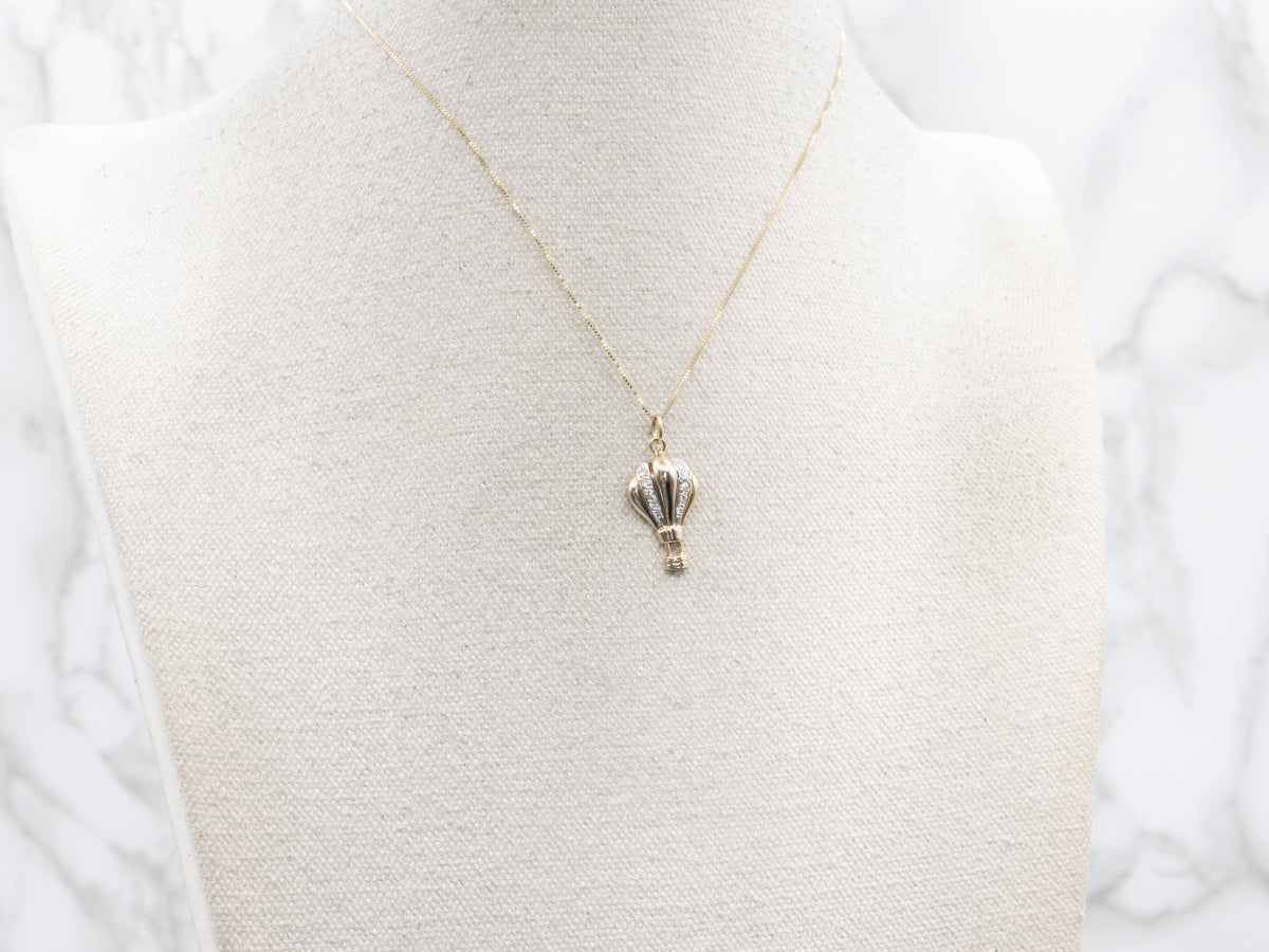 Sweet Gold and Diamond Hot Air Balloon Charm Pendant