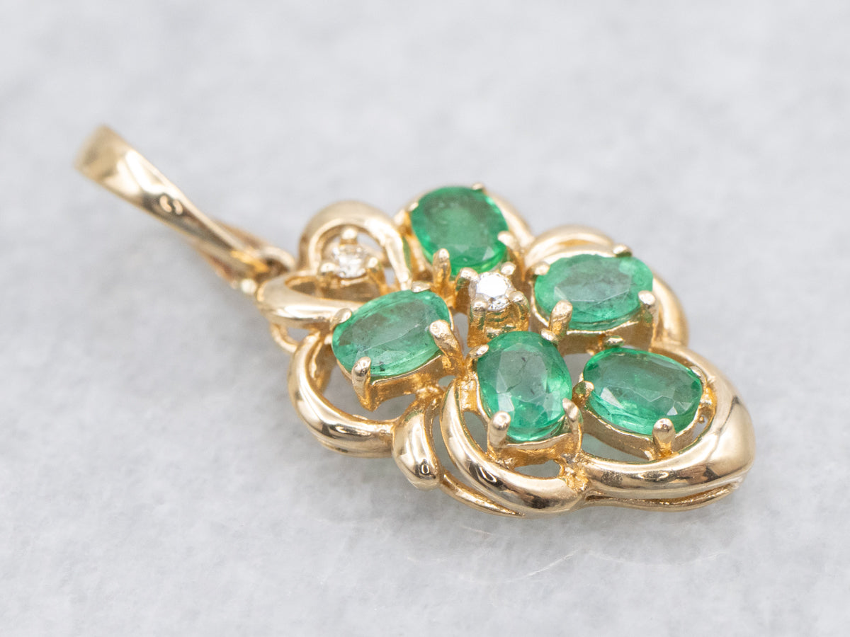 Emerald and Diamond Cluster Pendant