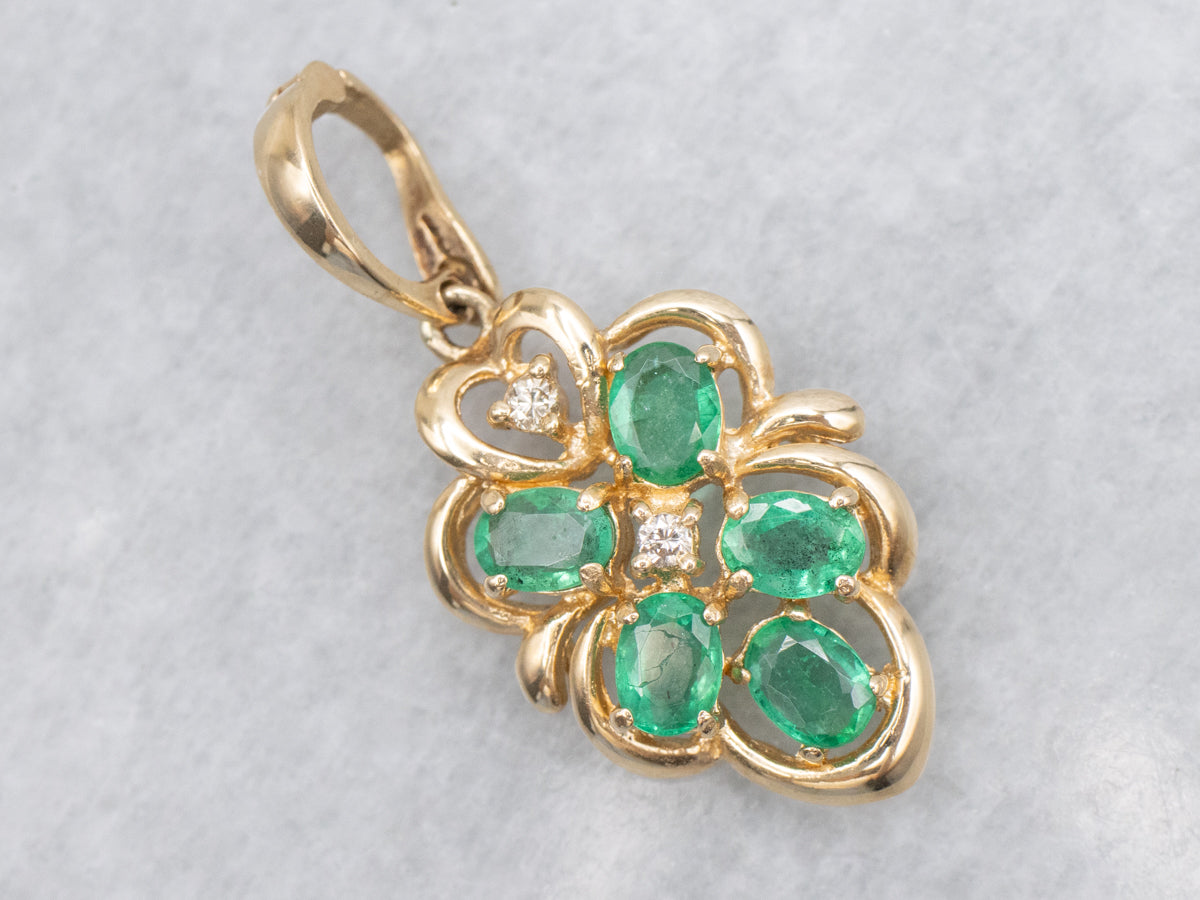 Emerald and Diamond Cluster Pendant