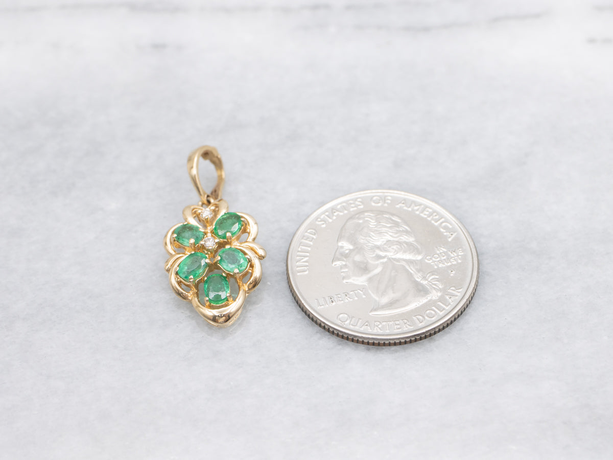 Emerald and Diamond Cluster Pendant