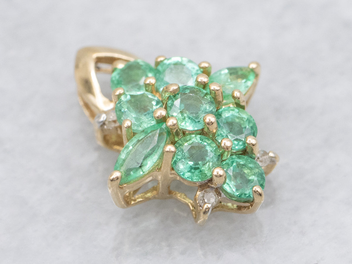 Bright Green Emerald Cluster Pendant