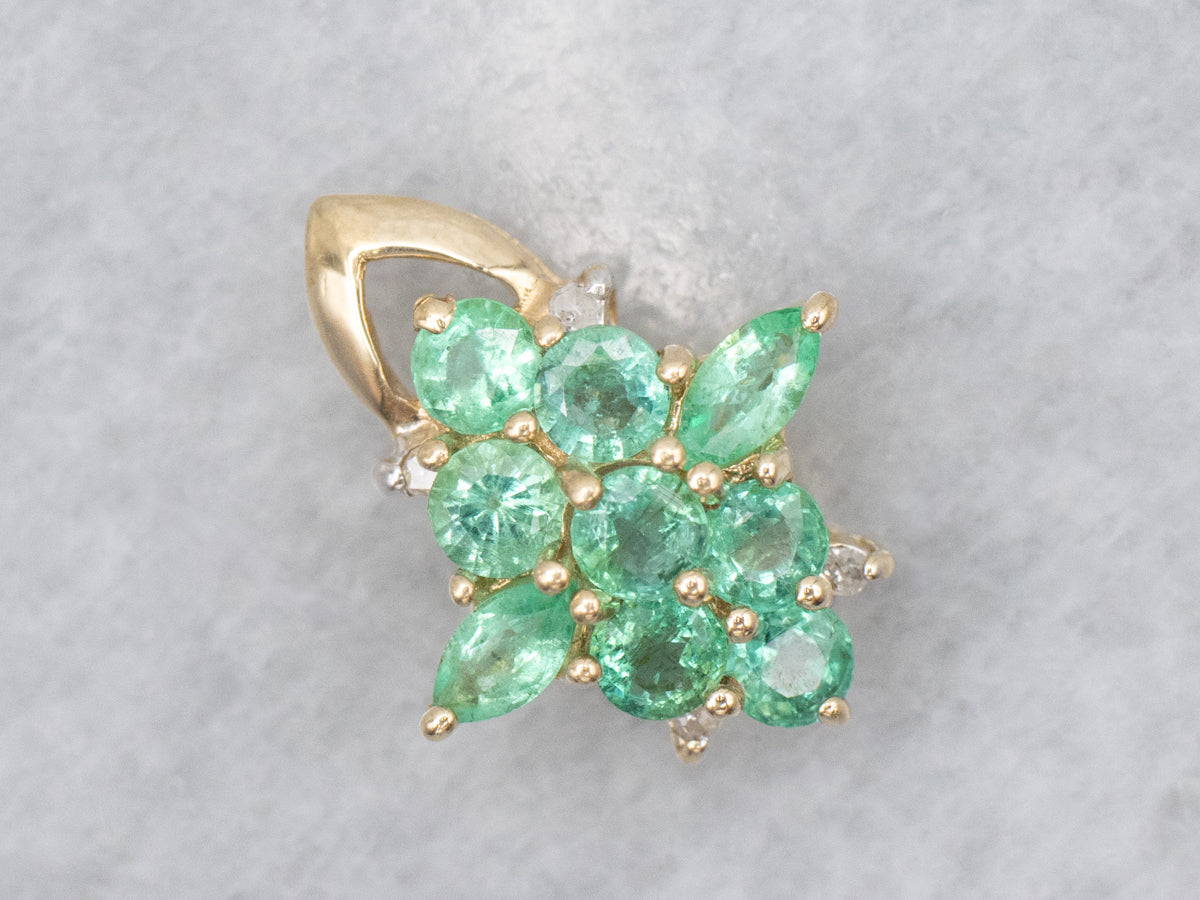 Bright Green Emerald Cluster Pendant