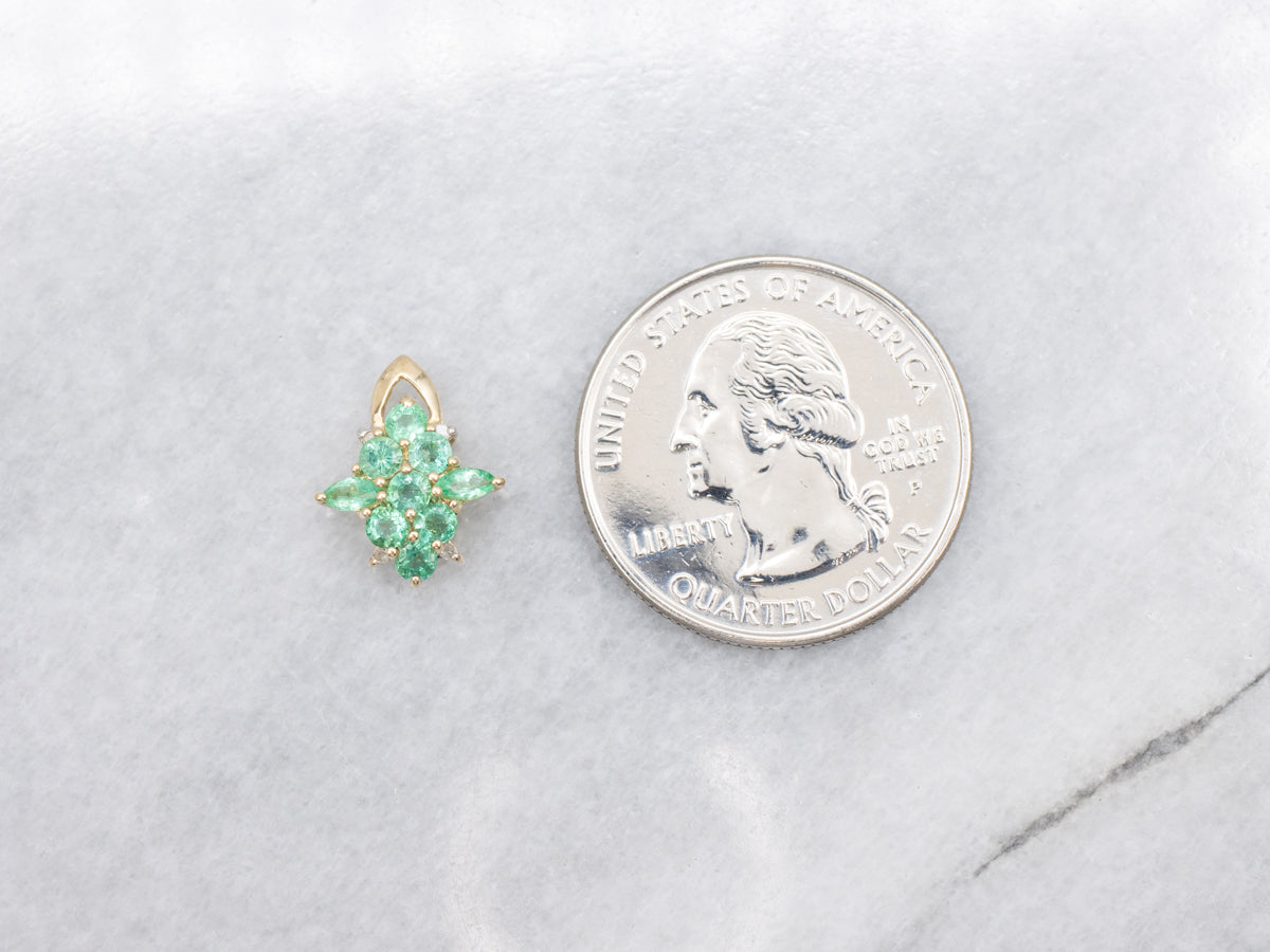 Bright Green Emerald Cluster Pendant