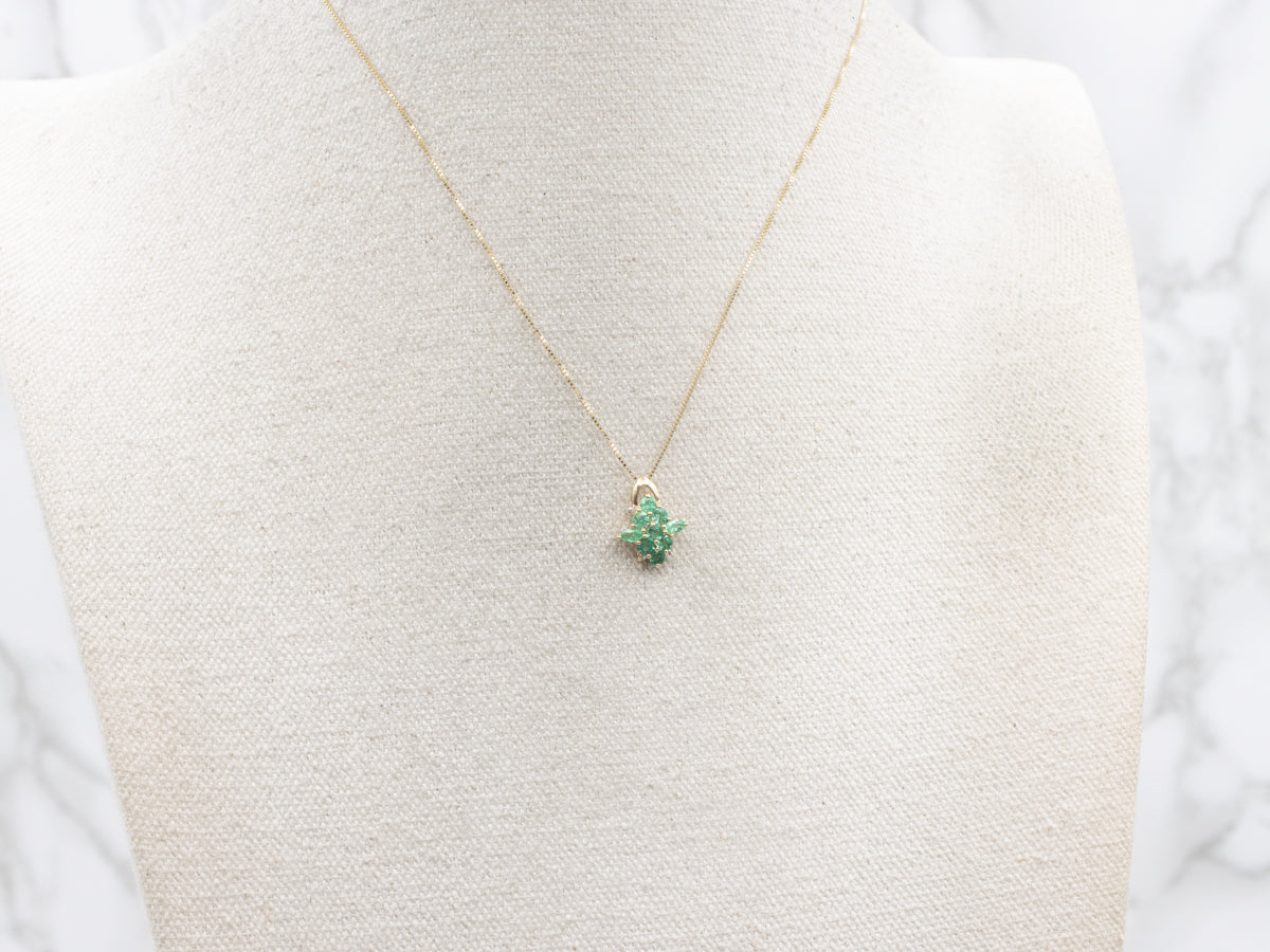 Bright Green Emerald Cluster Pendant