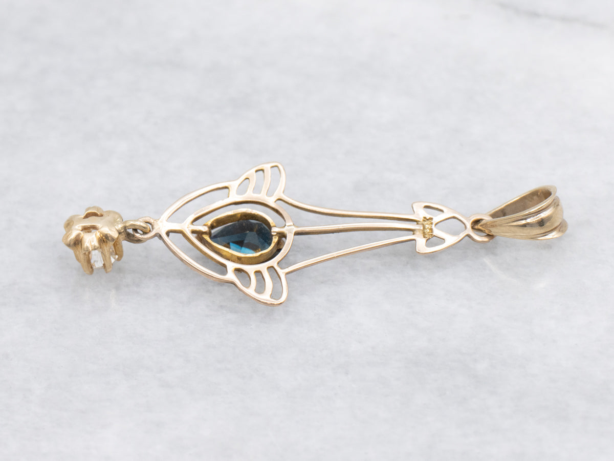 Antique Sapphire and Diamond Lavalier Pendant